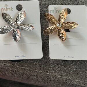 Mint Silver Floral Hair Scrunches